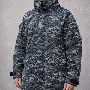 US Navy NWU Type I Blueberry Digital Camo Parka Medium Long Rain Jacket USA
